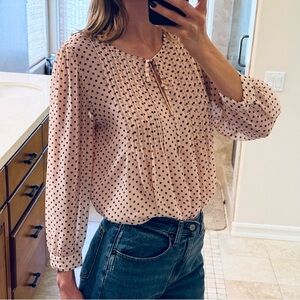 Tommy Hilfiger Pink and Black Polka Dot Blouse